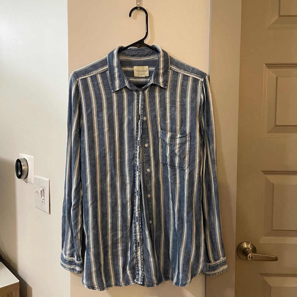 American Eagle Striped Button Down Shirt